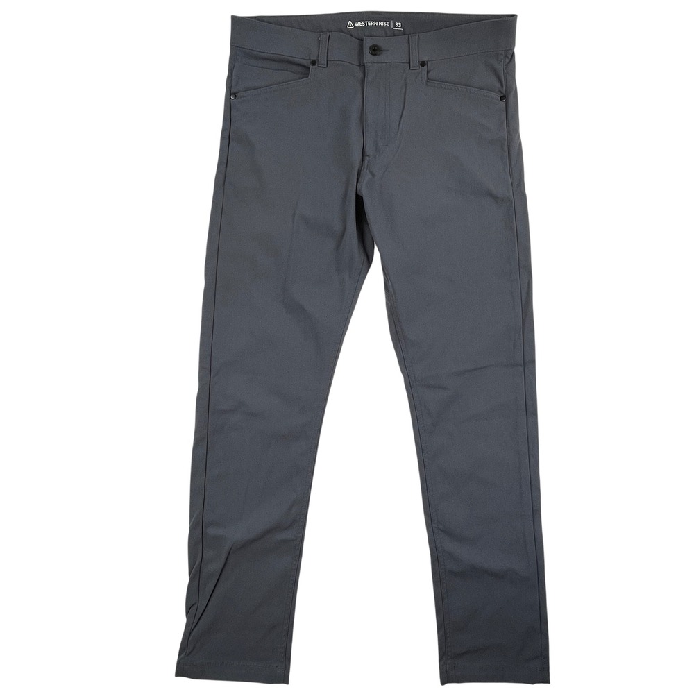 Western Rise AT Pant Mens 33 Grey Performance Tech Travel Pants Stretch Nylon